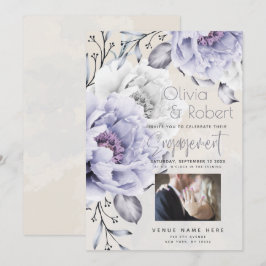FÖRLOVNING | Rustic Lilac och Alabaster Peony Flor Inbjudningar