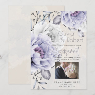 FÖRLOVNING   Rustic Lilac och Alabaster Peony Flor Inbjudningar