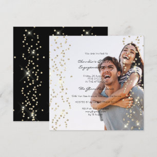 Förlovning Spark Foto Confetti Champaigne Inbjudningar