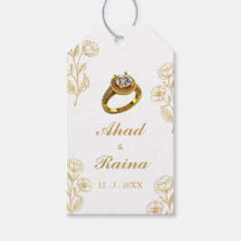 Förlovning Tack Gift Märkres i Vita Guld Ring Presentetikett