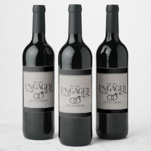 förlovning, vin,bröllop,favörer vinflaska etikett