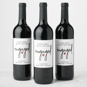 Förlovning Vin-etikett, Förlovning Gift Vinflaska Etikett