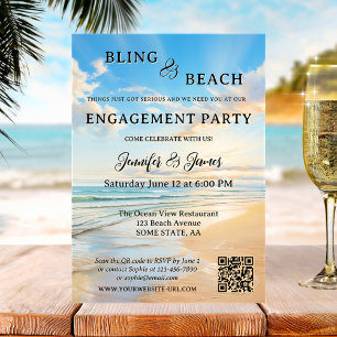 Förlovningen Bling och Beach Photo Inbjudningar