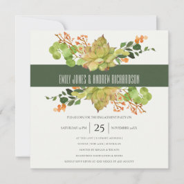 Förlovningen CACTUS BLOMMIGT WATERCOLOR CUTE Inbjudningar