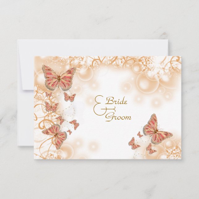 Förlovningen Coral peach guld bröllop Inbjudningar (Framsida)