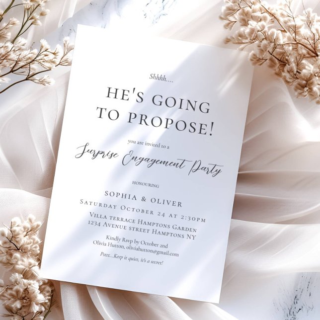 Förlovningen elegant Minimalist Black Script Inbjudningar (Skapare uppladdad)