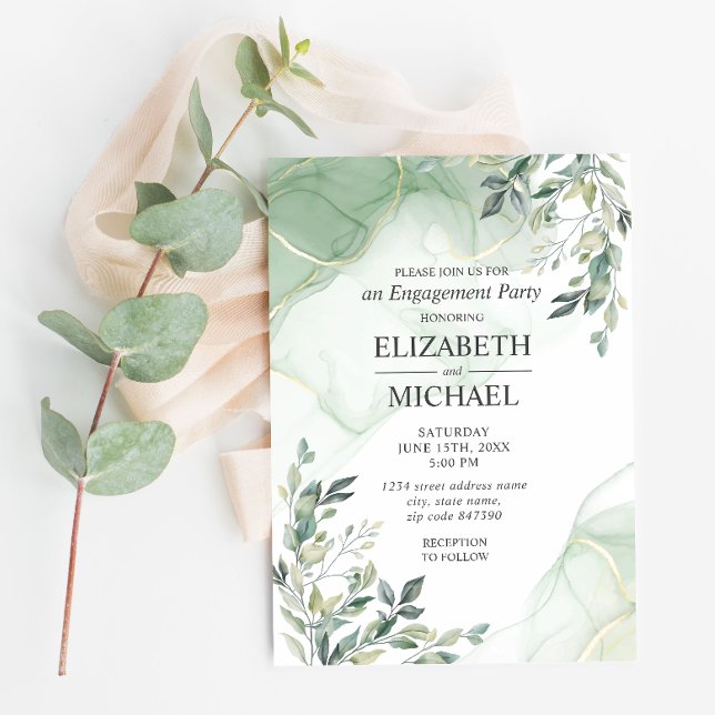 Förlovningen Eucalyptus Greenery Watercolor Inbjudningar (Skapare uppladdad)