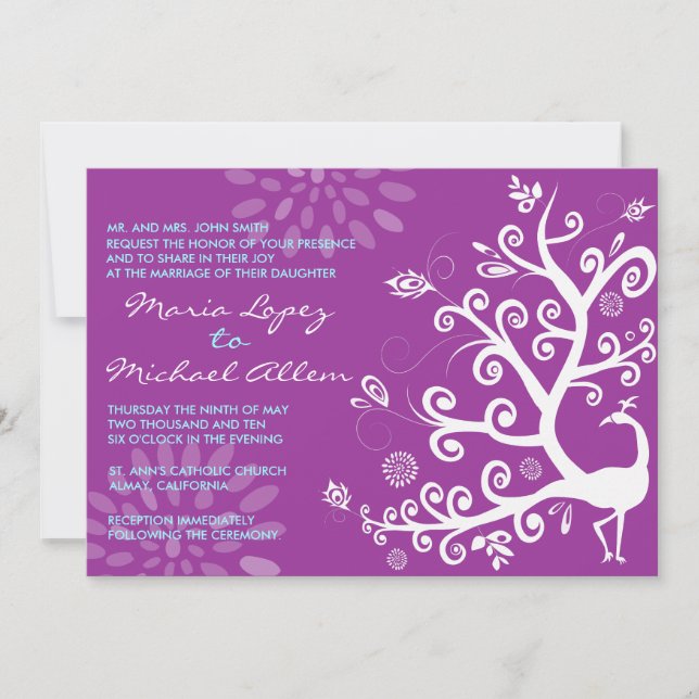 Förlovningen för inbjudan till fågelbröllop om pea (Framsida)