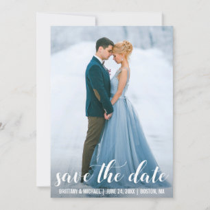 Förlovningen Foto WB i Modern Script Save Date Inbjudningar