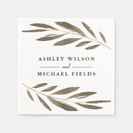 Förlovningen Golden Löv Modern Elegant bröllop Pappersservett