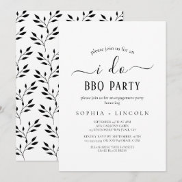 Förlovningen "I Do BBQ" för enkel svart kalligrafi Inbjudningar
