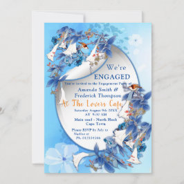 Förlovningen Måne-blomma med illustrerad vattenfär Inbjudningar