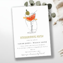 Förlovningen Modern Cocktail Vin Line Teckning Inbjudningar