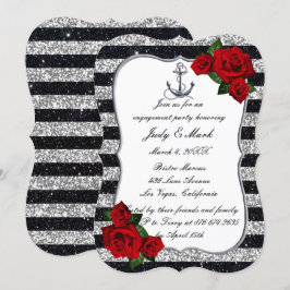 Förlovningen Nautical Anchor Silver Black Rand Inbjudningar