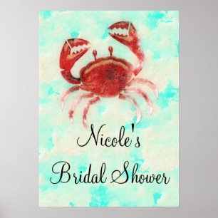 Förlovningen Red Crab Elegant Beach Poster bandero