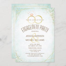 Förlovningen Ringar Teal Geometric i modern vatten Inbjudningar