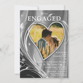 Förlovningen Silver Satin & Silver Inbjudningar