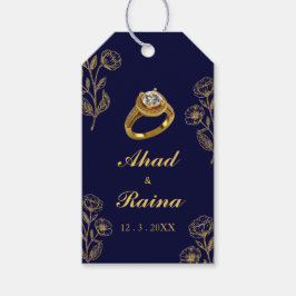 Förlovningen Tack vid marinblått Guld Ring Presentetikett