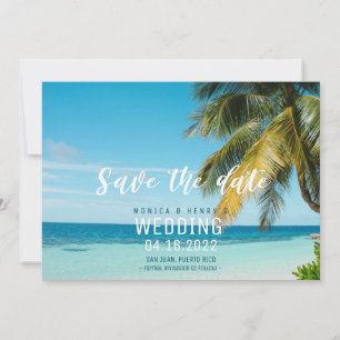 Förlovningen Tropical Beach Photo Bröllop Spara Datumet