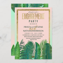 Förlovningen Tropiska Handflatan Banana Löv Guld Inbjudningar