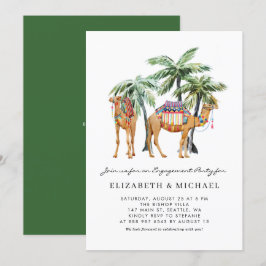 Förlovningen Watercolor Camels Handflatan Träd Des Inbjudningar
