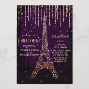 Förlovningen Watercolor Glitter Paris Eiffel Torn Inbjudningar