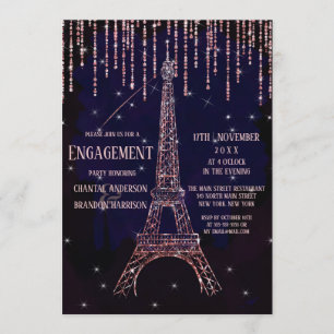 Förlovningen Watercolor Glitter Paris Eiffel Torn Inbjudningar
