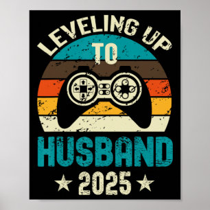 Förlovnings T-Shirt För Spelande Brudgum Uppgrader Poster