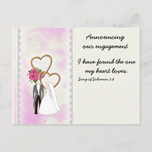 Förlovningsannons med bibelvers meddelande vykort
