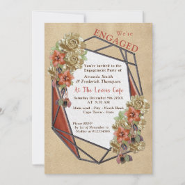 Förlovningsfest av läder och syskonbilder i Strukt Inbjudningar