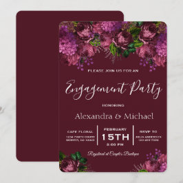 Förlovningsfest Blommigt Marsala Burgundy Inbjudningar