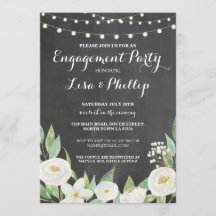 Förlovningsfest Chalk White Flowers Shower Inbjuda