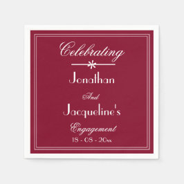 Förlovningsfest Chic Burgundy Red Anpassningsbar P Pappersservett