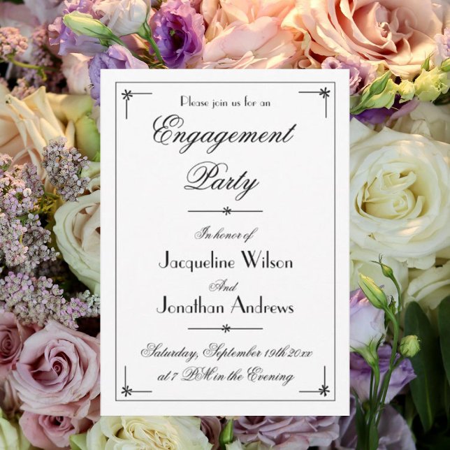 Förlovningsfest Chic Elegant Personlig Party Inbjudningar (Perfect Engagement Party - Chic elegant personalized party invitation.)