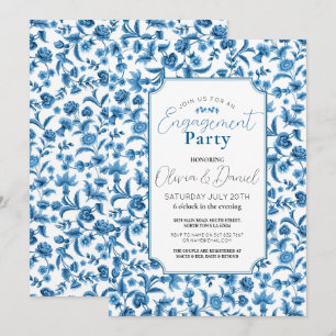 Förlovningsfest Chintz Blue & White Blommigt Ditsy Inbjudningar