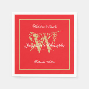 Förlovningsfest Classic Monogram Chic Red Papper Pappersservett