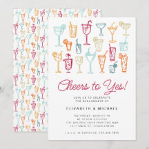 Förlovningsfest Cocktail Modern Hand Teckning