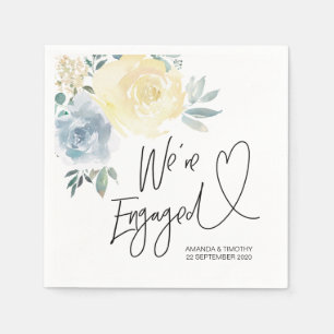 Förlovningsfest Decor Summer Blue-Blommigt Pappersservett