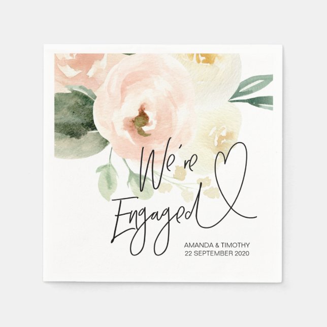 Förlovningsfest Dekoration Vår Rosa Blommigt Pappersservett (Framsidan)