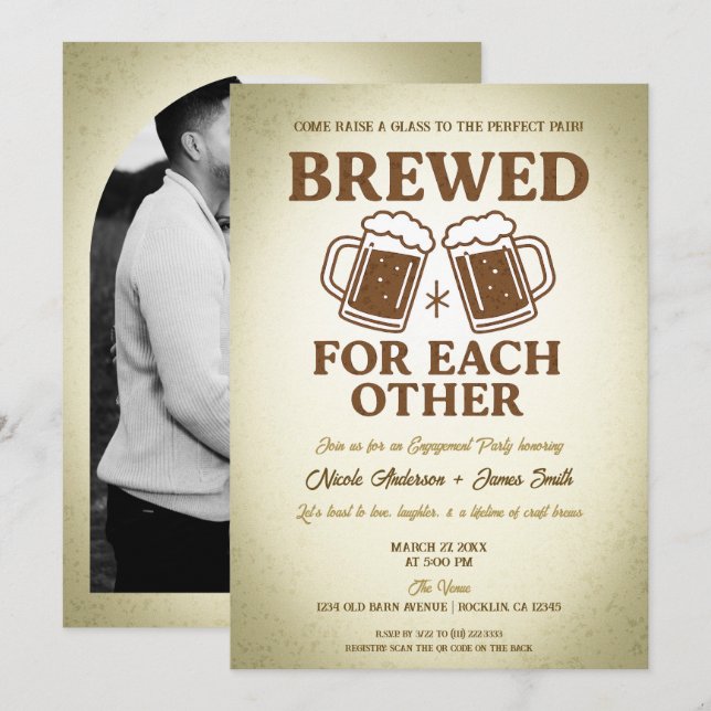 Förlovningsfest för återställande av broms inbjudningar (Fram/baksida)