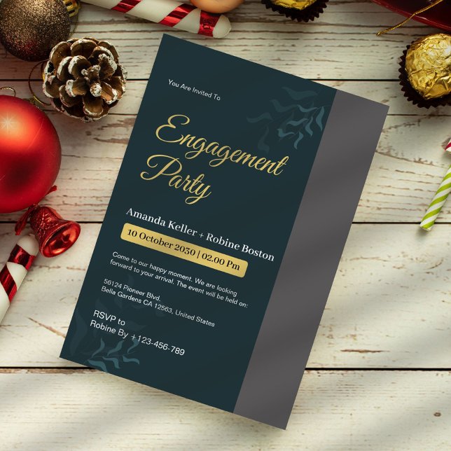 Förlovningsfest för blå Grönt Inbjudningar (Skapare uppladdad)