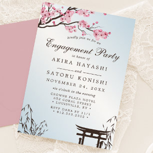 Förlovningsfest för Blommar av Sakura Japanska Che Inbjudningar