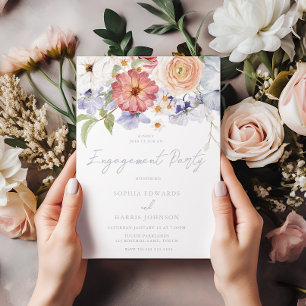 Förlovningsfest för Blommigt av färgade alla säson Inbjudningar