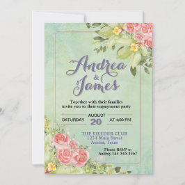 Förlovningsfest för Blommigt av pastellGrönt för e Inbjudningar