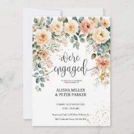 Förlovningsfest för Blommigt av vattenfärgsElegant Spara Datumet