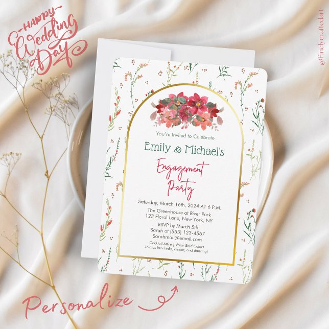 Förlovningsfest för Blommigt för Grönt i Vår-blomm Inbjudningar (Skapare uppladdad)