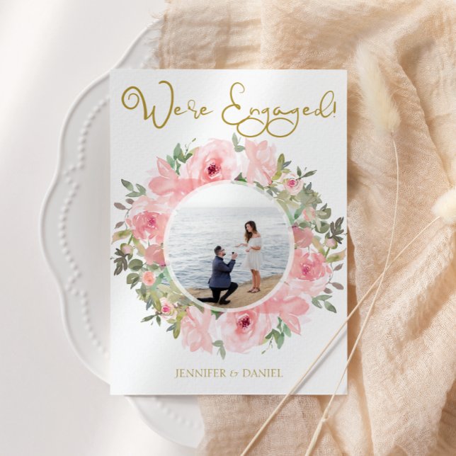 Förlovningsfest för Blommigt för  Rosa, vattenfärg Inbjudningar (Skapare uppladdad)