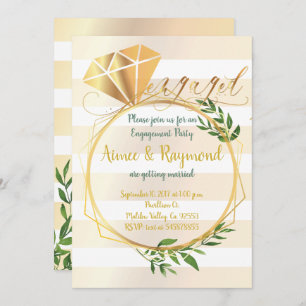 Förlovningsfest för Chic av elegant Blommigt Inbjudningar