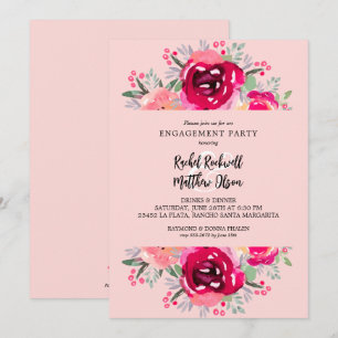 Förlovningsfest för chic Rosa Blommigt Inbjudningar