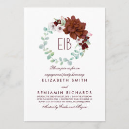 Förlovningsfest för Elegant av Burgundy Flowers Mo Inbjudningar